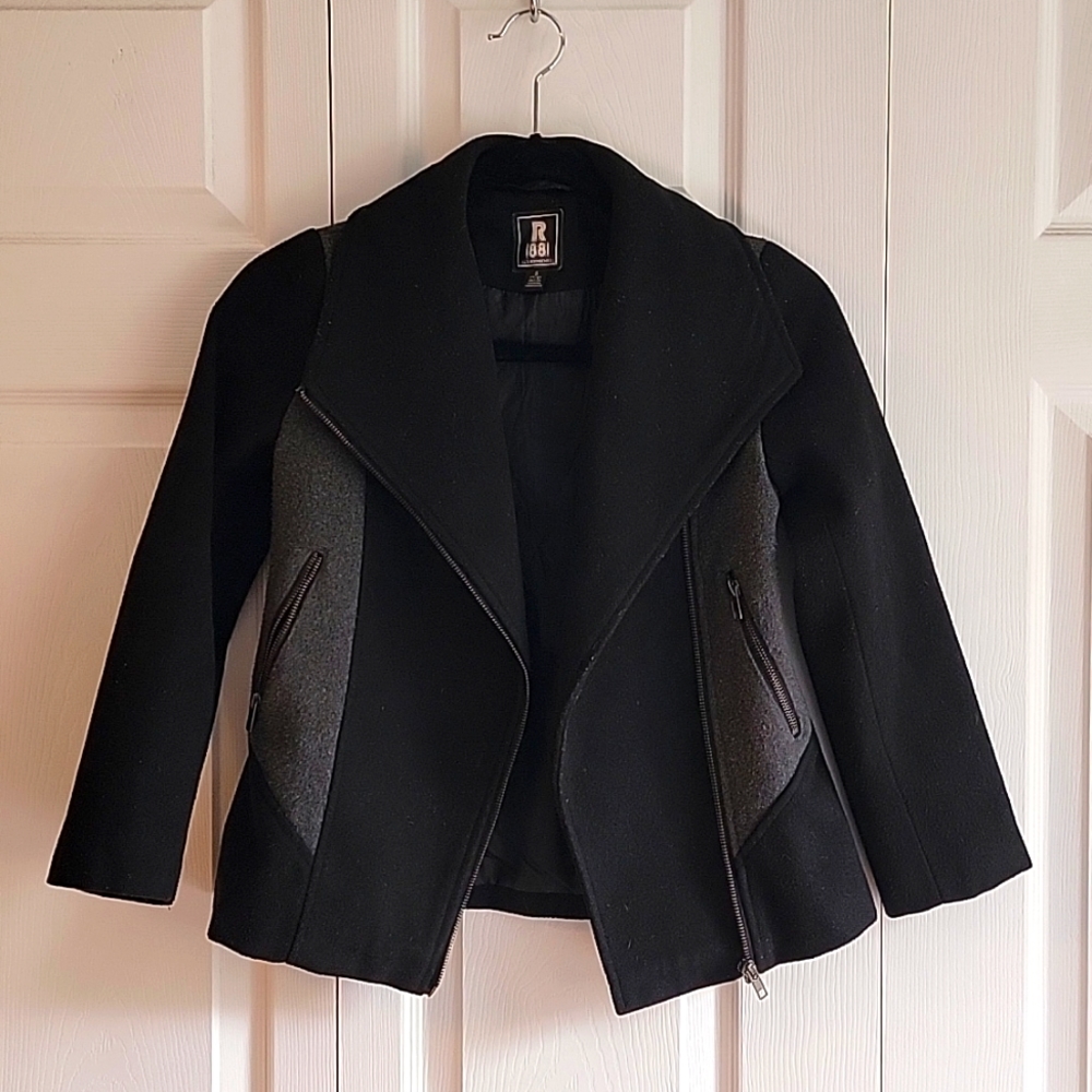 Girls Rothschild Black and Grey Moto Winter Coat